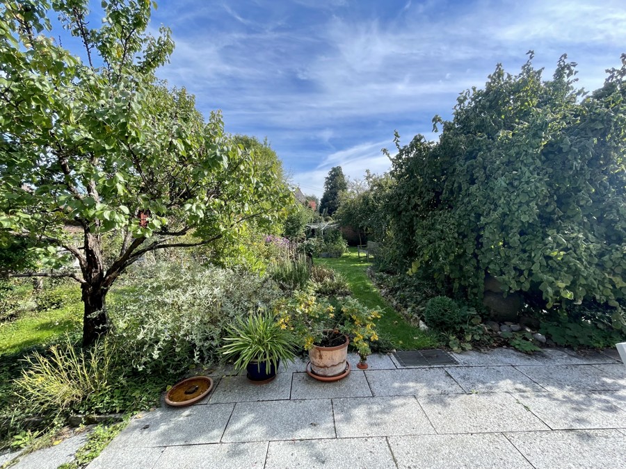Ost-Terrasse mit Blick in den Garten