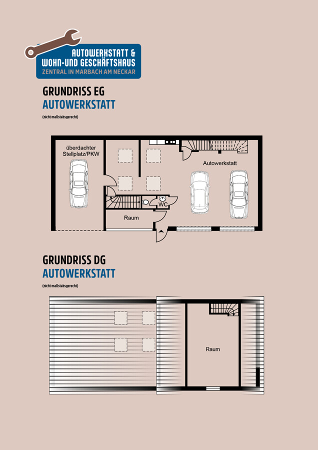 Grundriss EG und DG Autowerkstatt